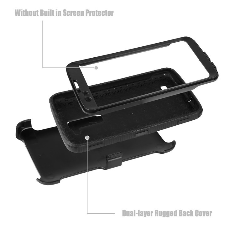 Heavy Duty Rugged PC TPU Hybrid Belt Clip Kickstand Case for LG K10 (2016) - Black-5