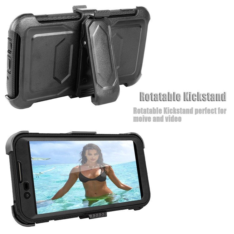 Heavy Duty Rugged PC TPU Hybrid Belt Clip Kickstand Case for LG K10 (2016) - Black-6