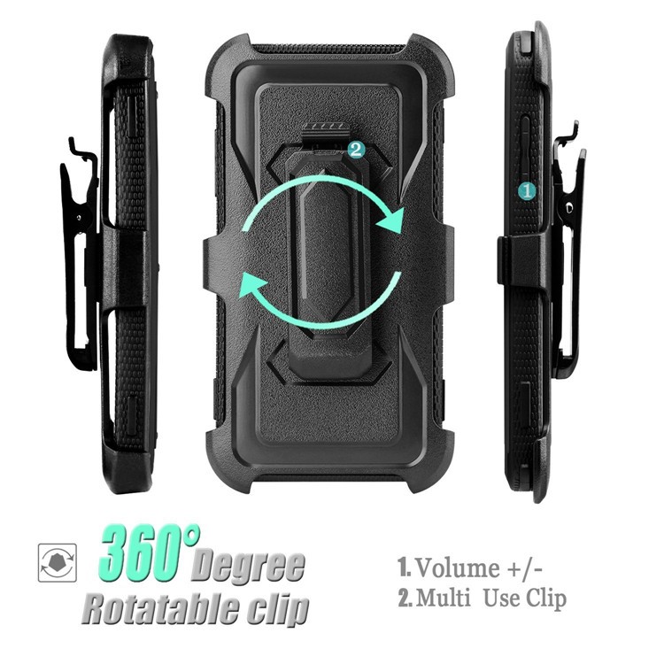 Heavy Duty PC + TPU Belt Clip Kickstand Case for LG G6 - Black-3