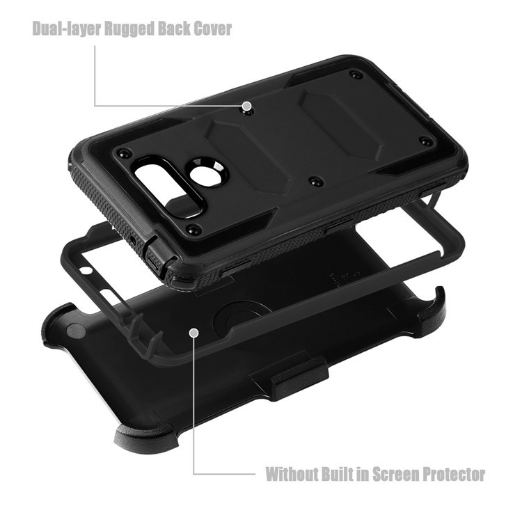Heavy Duty PC + TPU Belt Clip Kickstand Case for LG G6 - Black-6