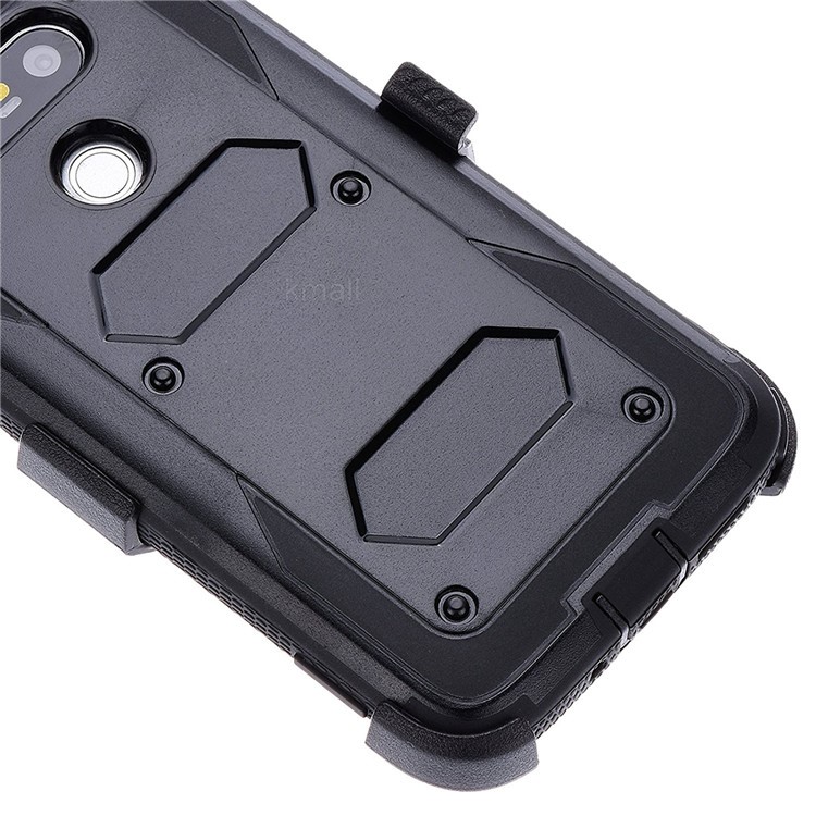 Heavy Duty PC + TPU Belt Clip Kickstand Case for LG G5/G5 SE - Black-3