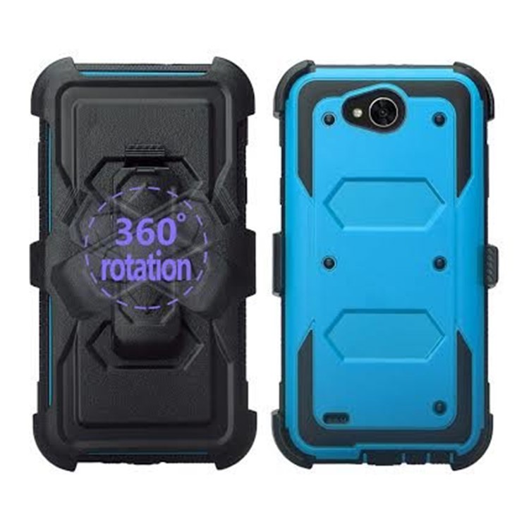 Heavy Duty PC TPU Combo Phone Case with Belt Clip Kickstand for LG X Venture/X Calibur/V9 - Blue-3