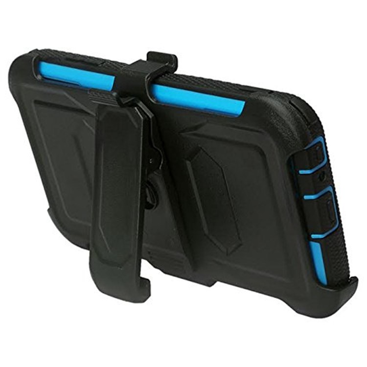 Heavy Duty PC TPU Combo Phone Case with Belt Clip Kickstand for LG X Venture/X Calibur/V9 - Blue-4