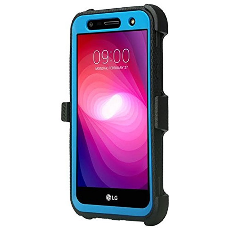 Heavy Duty PC TPU Combo Phone Case with Belt Clip Kickstand for LG X Venture/X Calibur/V9 - Blue-5