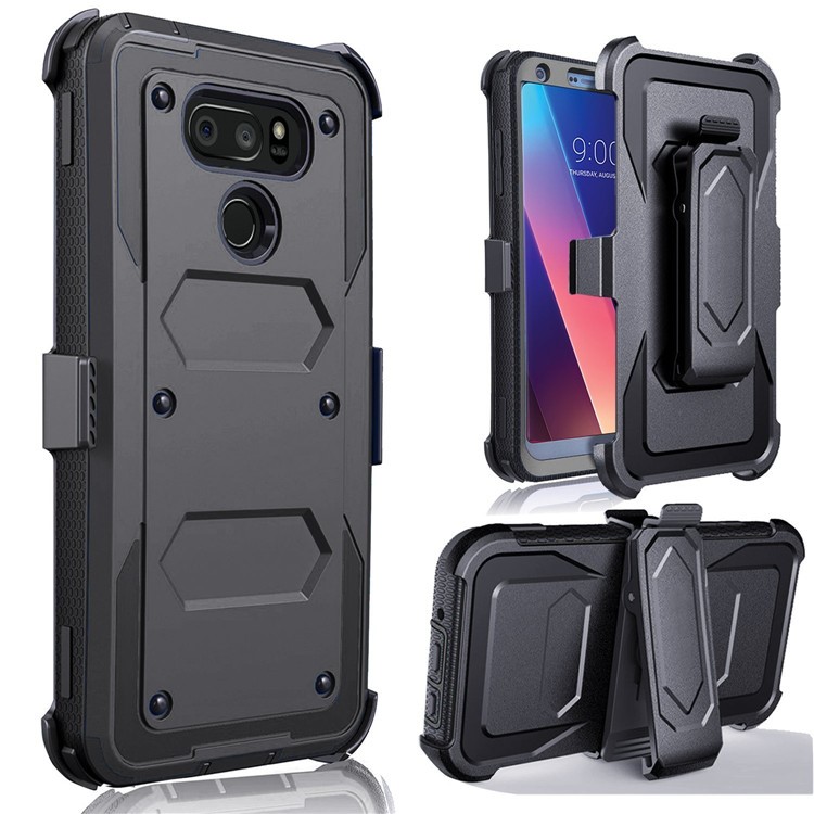 Heavy Duty Kickstand Belt Clip PC + TPU Hybrid Case for LG V30 - Black-1