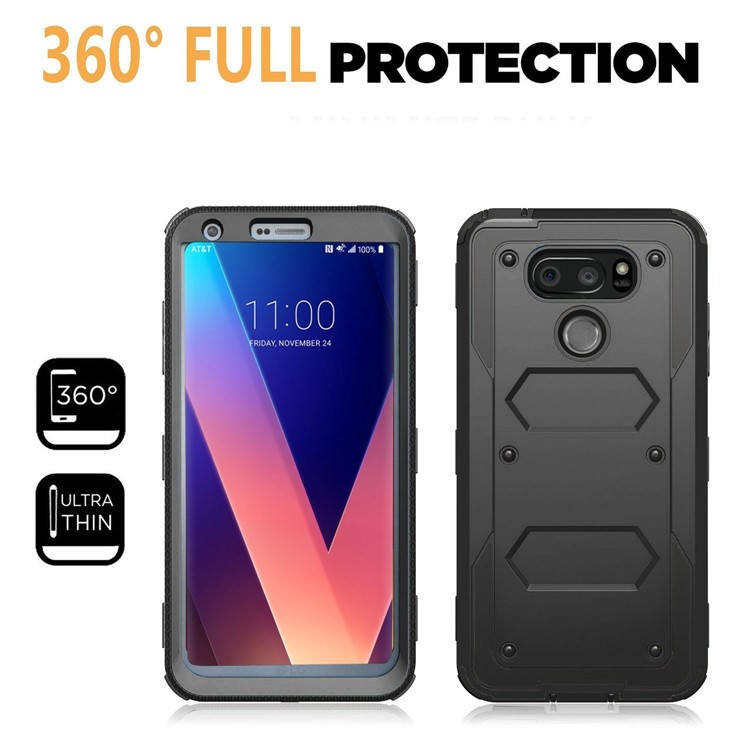 Heavy Duty Kickstand Belt Clip PC + TPU Hybrid Case for LG V30 - Black-2