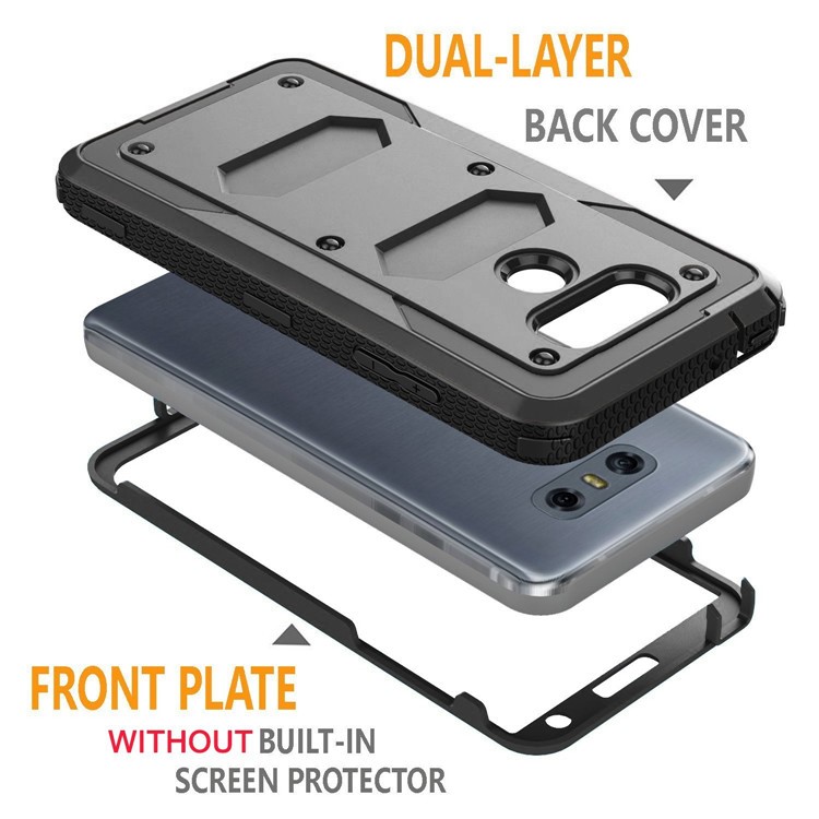 Heavy Duty Kickstand Belt Clip PC + TPU Hybrid Case for LG V30 - Black-3