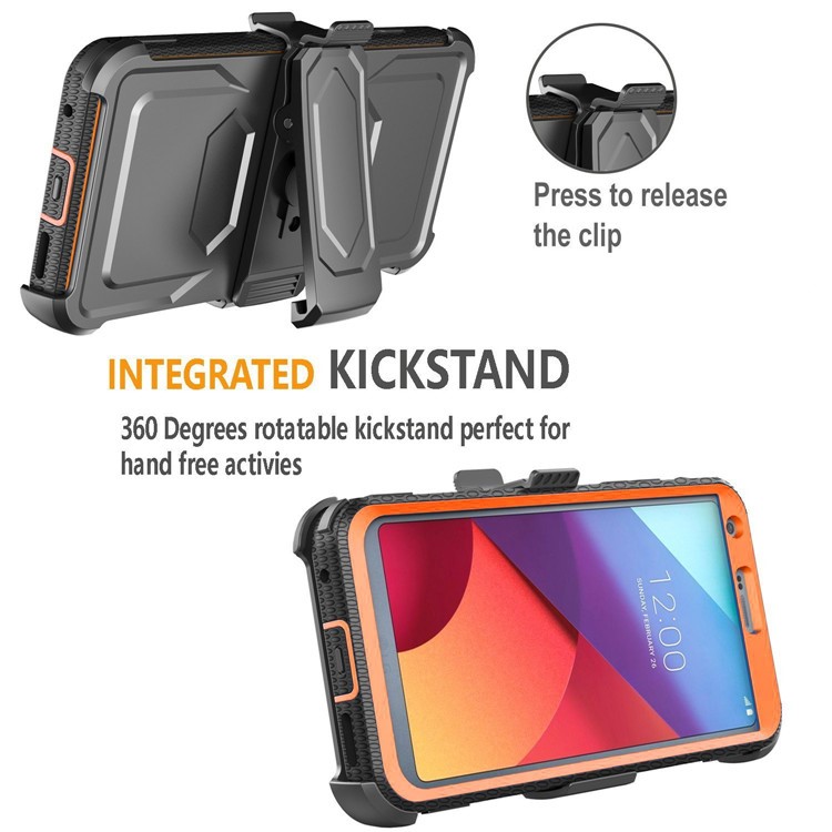 Heavy Duty Kickstand Belt Clip PC + TPU Hybrid Case for LG V30 - Black-5