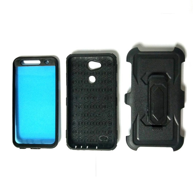 Heavy Duty PC + TPU Hybrid Case with Kickstand Belt Clip for LG X power2 - Black-5