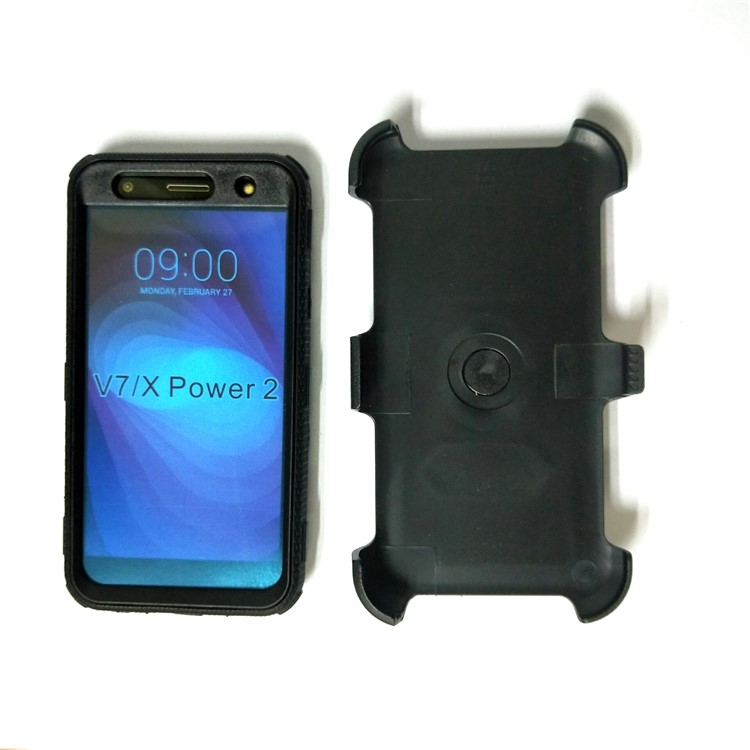 Heavy Duty PC + TPU Hybrid Case with Kickstand Belt Clip for LG X power2 - Black-6