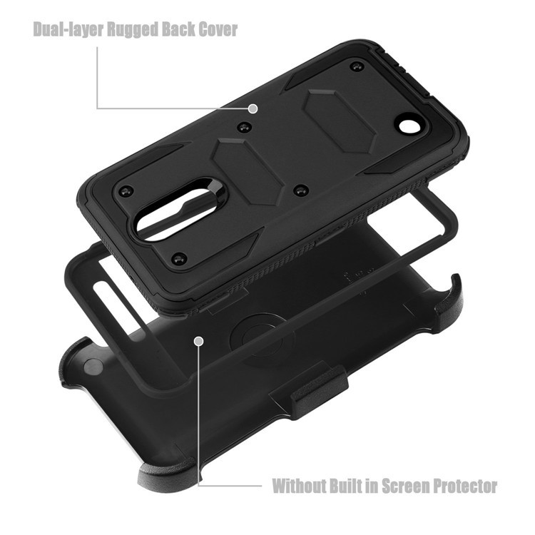 Heavy Duty Rugged PC TPU Hybrid Belt Clip Kickstand Case for LG Aristo MS210 (LV3) US Version / K8 (2017) - Black-3