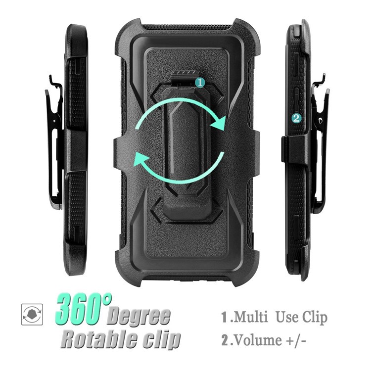 Heavy Duty Rugged PC TPU Hybrid Belt Clip Kickstand Case for LG Aristo MS210 (LV3) US Version / K8 (2017) - Black-7