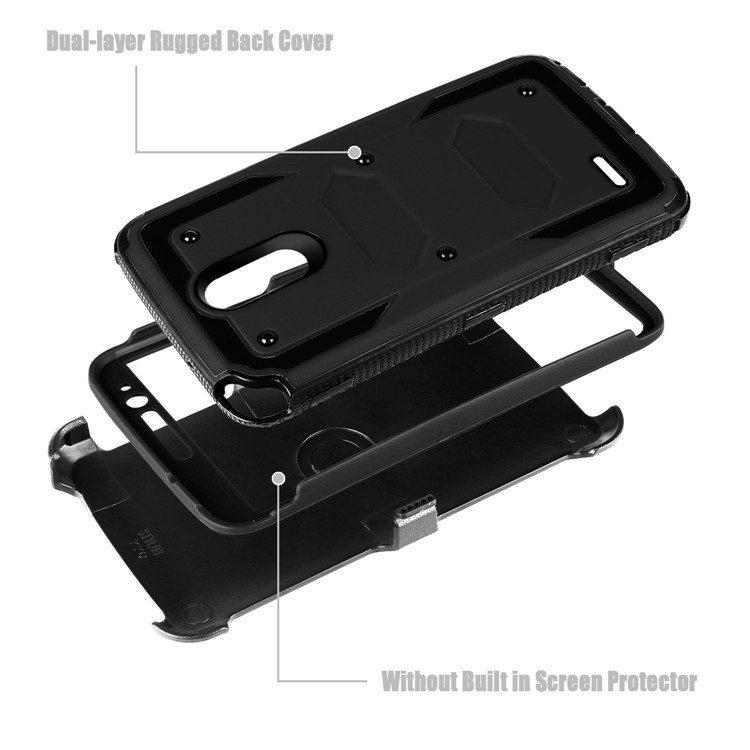 Heavy Duty Rugged PC TPU Hybrid Belt Clip Kickstand Case for LG Stylo 3 LS777 / Stylo 3 M430 / Stylo 3 Plus MP450 - Black-3