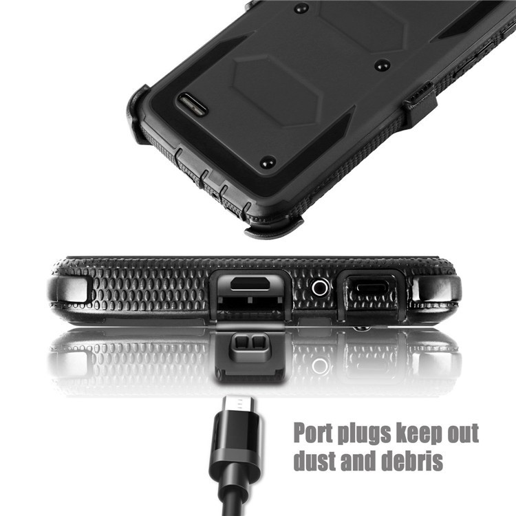 Heavy Duty Rugged PC TPU Hybrid Belt Clip Kickstand Case for LG Stylo 3 LS777 / Stylo 3 M430 / Stylo 3 Plus MP450 - Black-4