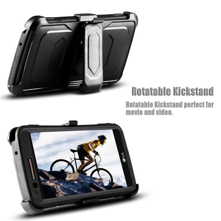 Heavy Duty Rugged PC TPU Hybrid Belt Clip Kickstand Case for LG Stylo 3 LS777 / Stylo 3 M430 / Stylo 3 Plus MP450 - Black-5