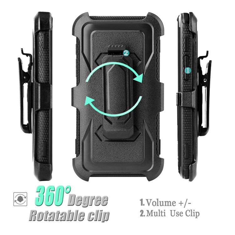 Heavy Duty Rugged PC TPU Hybrid Belt Clip Kickstand Case for LG Stylo 3 LS777 / Stylo 3 M430 / Stylo 3 Plus MP450 - Black-6