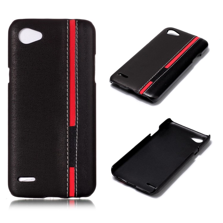 Two-tone PU Leather Coated Plastic Phone Case for LG Q6 / Q6 Plus - Black-1