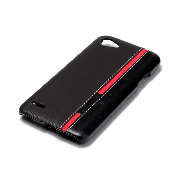 Two-tone PU Leather Coated Plastic Phone Case for LG Q6 / Q6 Plus - Black-4
