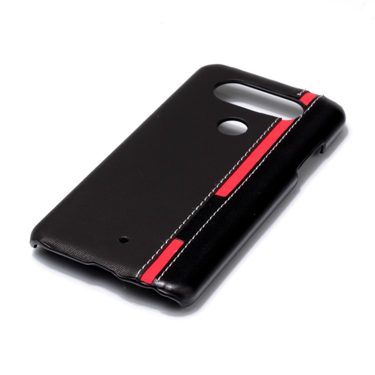 Contrast Color PU Leather Coated PC Back Case for LG Q8 - Black-4