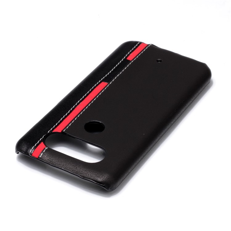 Contrast Color PU Leather Coated PC Back Case for LG Q8 - Black-5