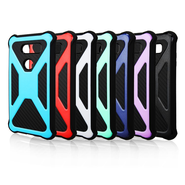 Heavy Duty Carbon Fiber Texture PC + TPU Hybrid Case for LG V30 / V30+ - Black-3