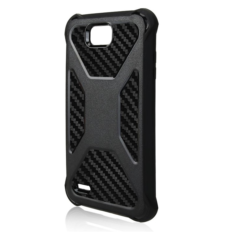Carbon Fiber Texture PC + TPU Dropproof Phone Casing for LG X power2 / V7 - Black-2