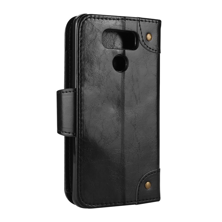5-Slot Vintage Oil Wax Leather Wallet Case for LG G6 - Black-3