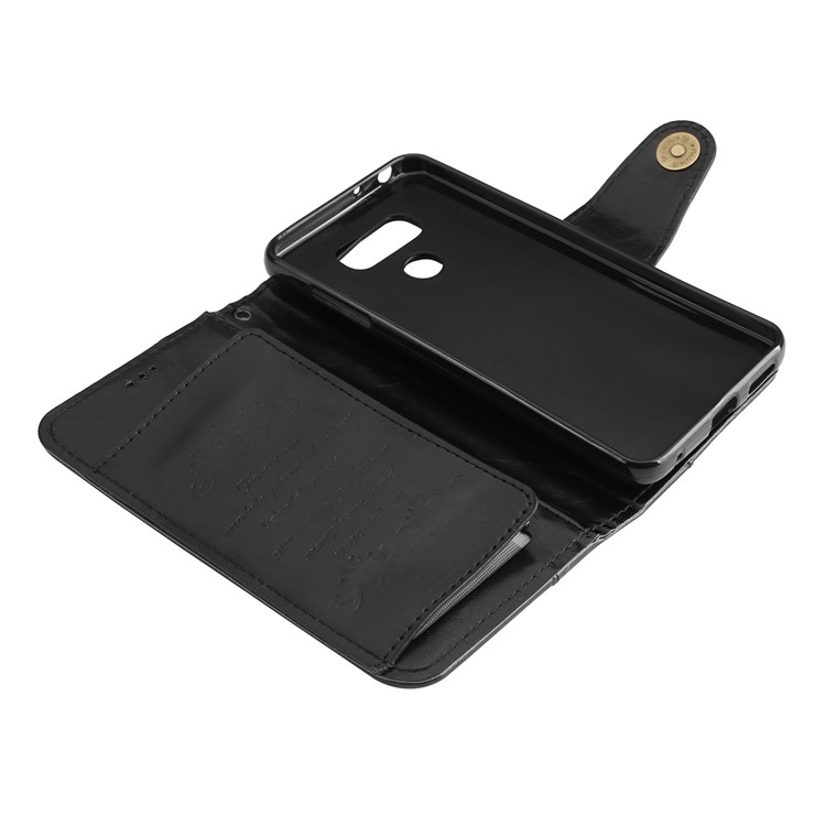 5-Slot Vintage Oil Wax Leather Wallet Case for LG G6 - Black-5