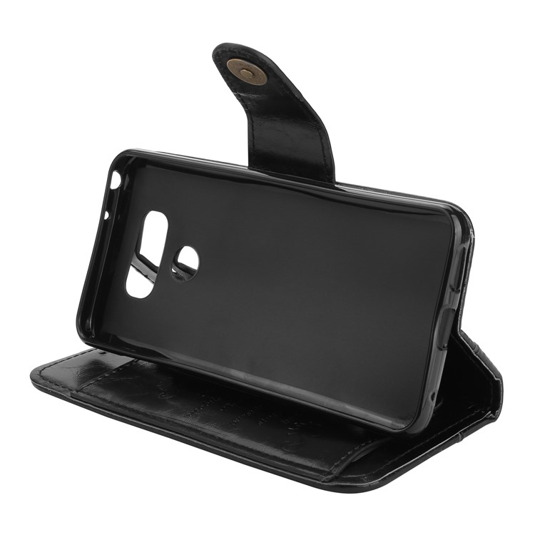 5-Slot Vintage Oil Wax Leather Wallet Case for LG G6 - Black-6