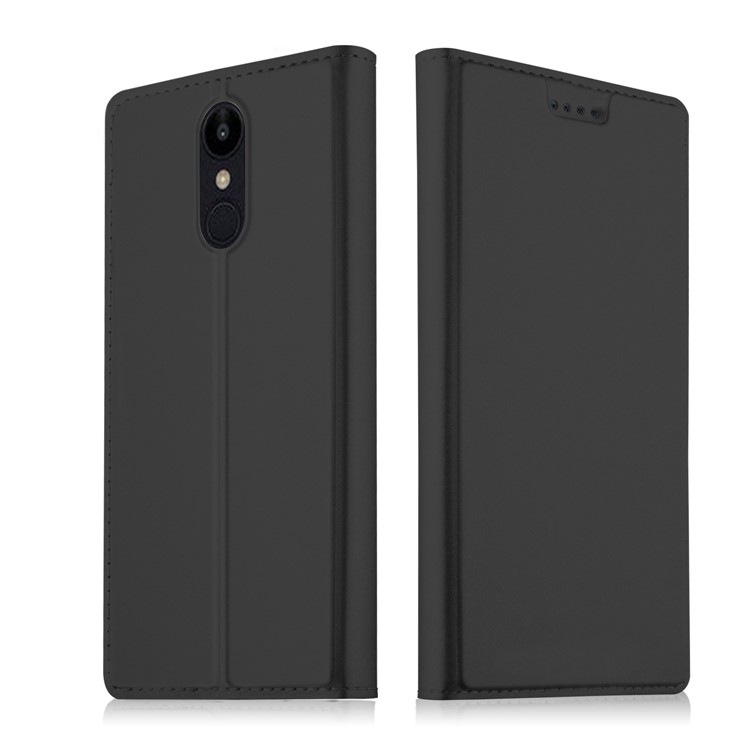 Auto-absorbed Card Holder PU Leather Case with Stand for LG K8 (2018) - Black-1