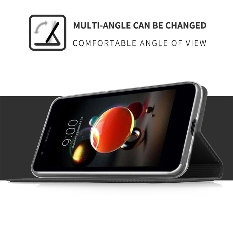 Auto-absorbed Card Holder PU Leather Case with Stand for LG K8 (2018) - Black-5