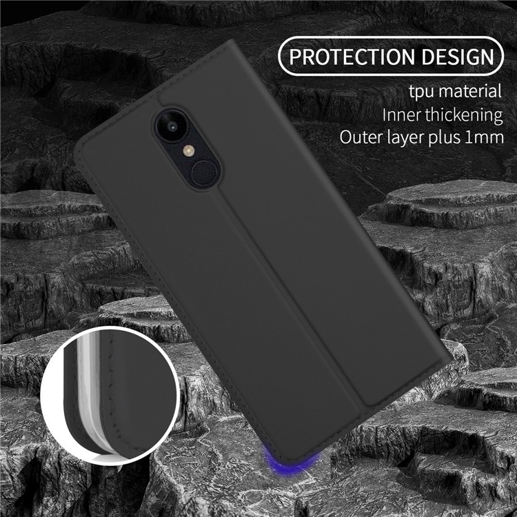 Auto-absorbed Card Holder PU Leather Case with Stand for LG K8 (2018) - Black-6