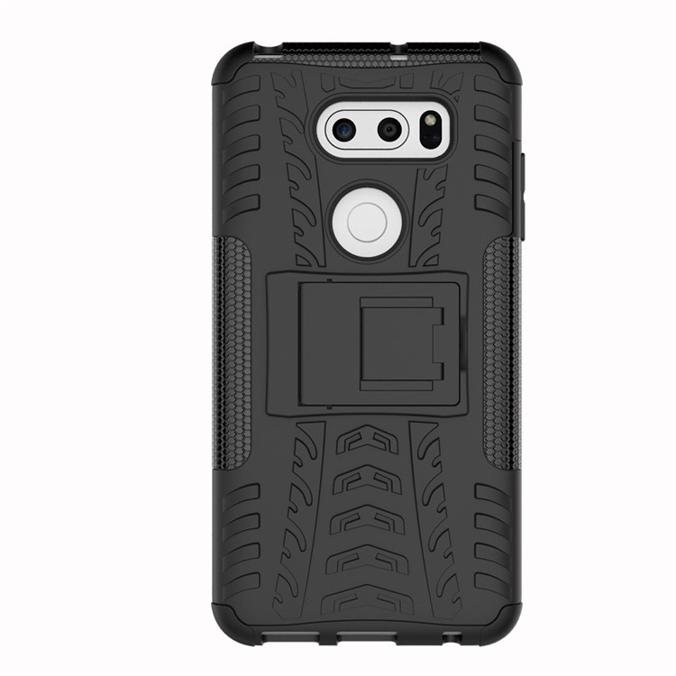 Anti-slip PC + TPU Hybrid Case with Kickstand for LG V30 - Black-3