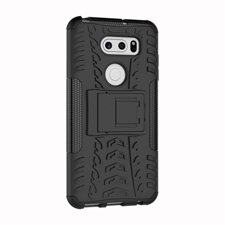 Anti-slip PC + TPU Hybrid Case with Kickstand for LG V30 - Black-5