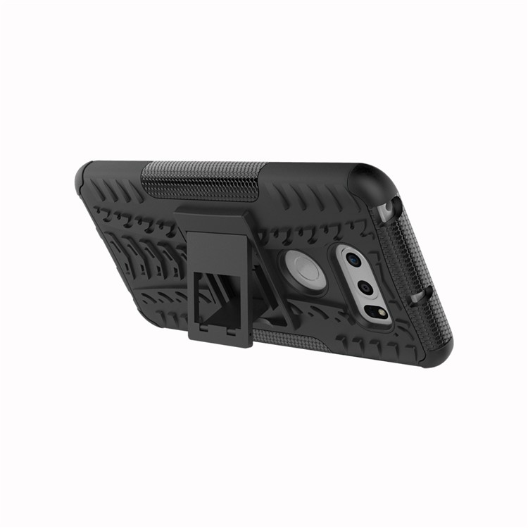 Anti-slip PC + TPU Hybrid Case with Kickstand for LG V30 - Black-6