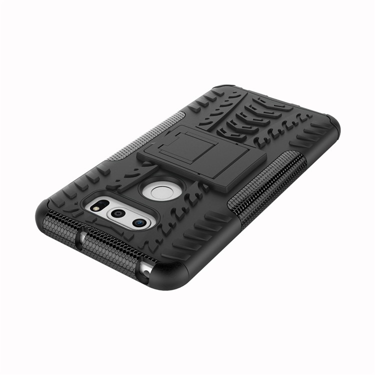 Anti-slip PC + TPU Hybrid Case with Kickstand for LG V30 - Black-7