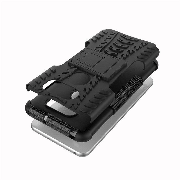 Anti-slip PC + TPU Hybrid Case with Kickstand for LG V30 - Black-8