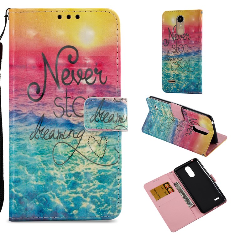 3D Pattern Printing PU Leather Wallet Stand Case for LG K8 (2017) - Never Strop Dreaming-1