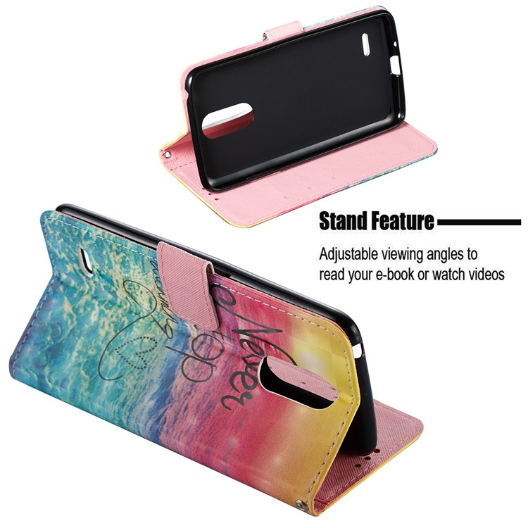3D Pattern Printing PU Leather Wallet Stand Case for LG K8 (2017) - Never Strop Dreaming-5