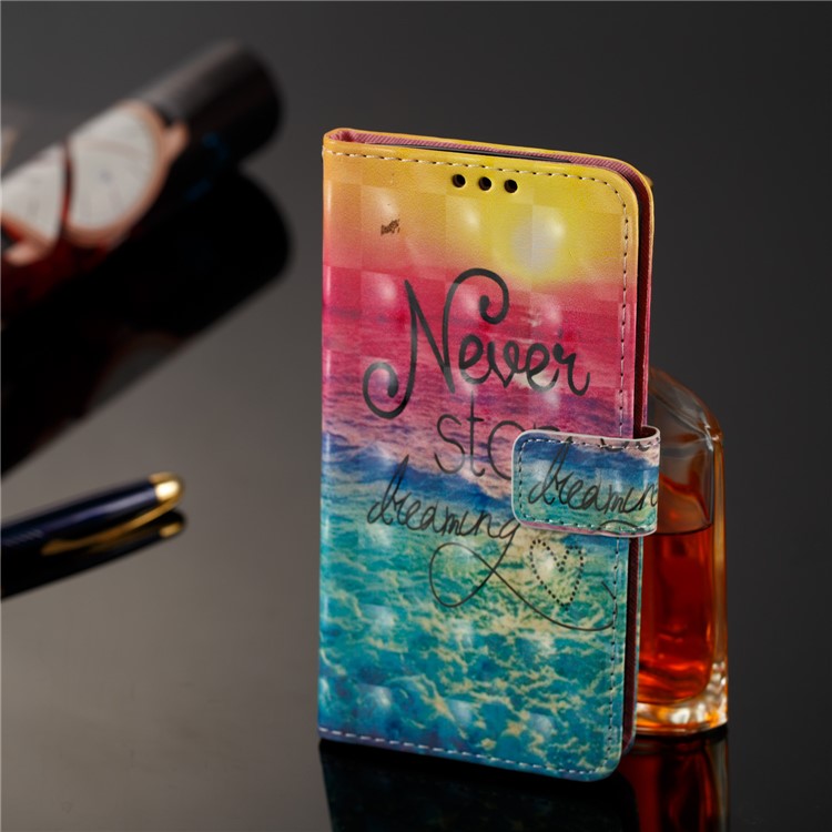 3D Pattern Printing PU Leather Wallet Stand Case for LG K8 (2017) - Never Strop Dreaming-8