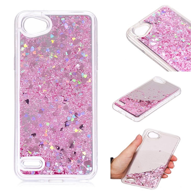Glitter Dynamic Quicksand Mirror Surface TPU Case for LG Q6 M700N (EU Version) / Q6 Plus - Pink-1