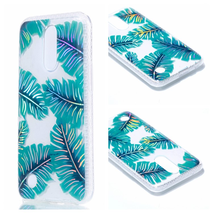 Electroplating IMD Shockproof TPU Case for LG V3 / K8 (2017) US Version - Green Leaves-1