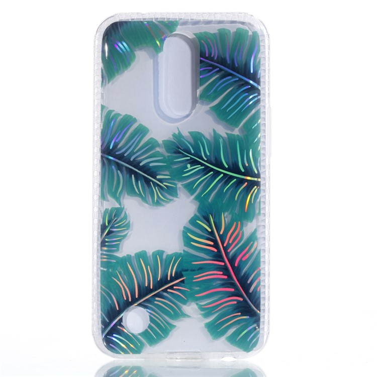 Electroplating IMD Shockproof TPU Case for LG V3 / K8 (2017) US Version - Green Leaves-2