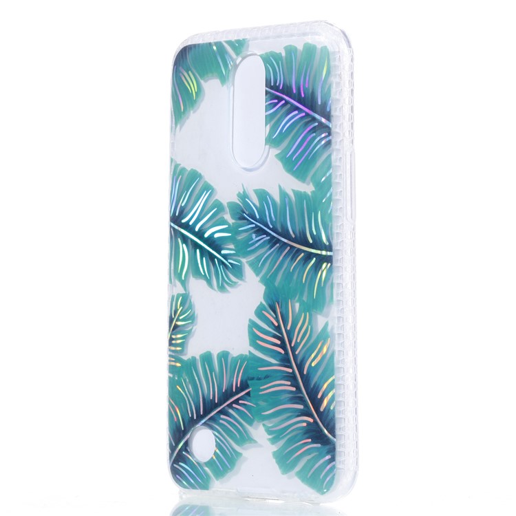 Electroplating IMD Shockproof TPU Case for LG V3 / K8 (2017) US Version - Green Leaves-3