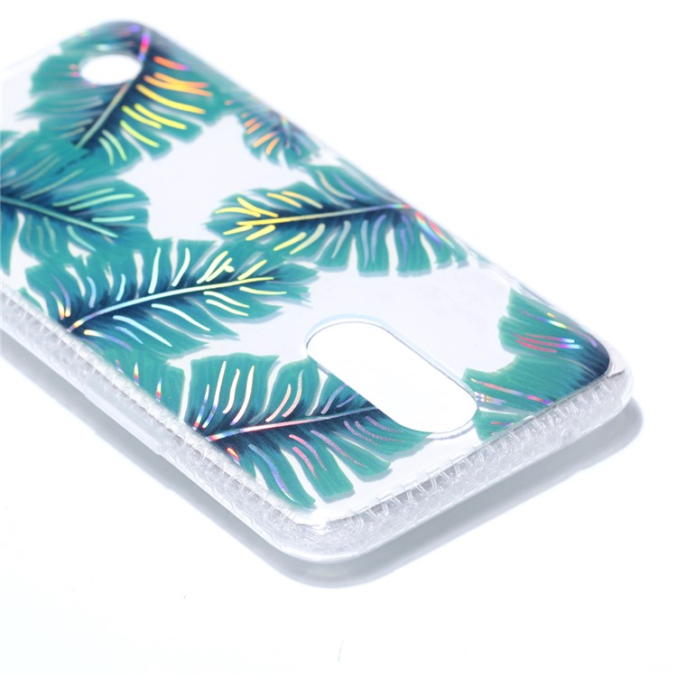 Electroplating IMD Shockproof TPU Case for LG V3 / K8 (2017) US Version - Green Leaves-5