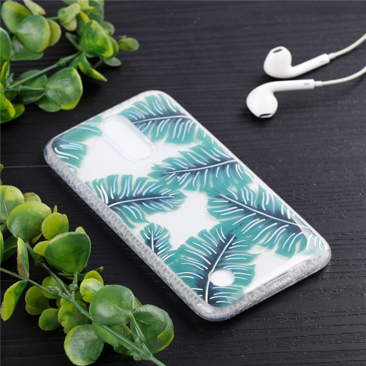Electroplating IMD Shockproof TPU Case for LG V3 / K8 (2017) US Version - Green Leaves-6