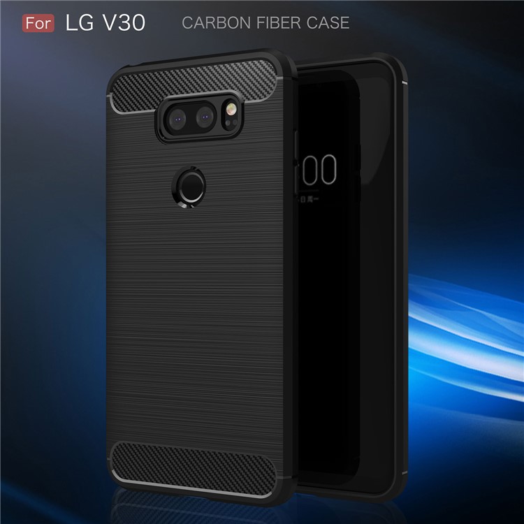 50Pcs/Set Carbon Fiber Texture Brushed TPU Protective Cover for LG V30 - Black-2