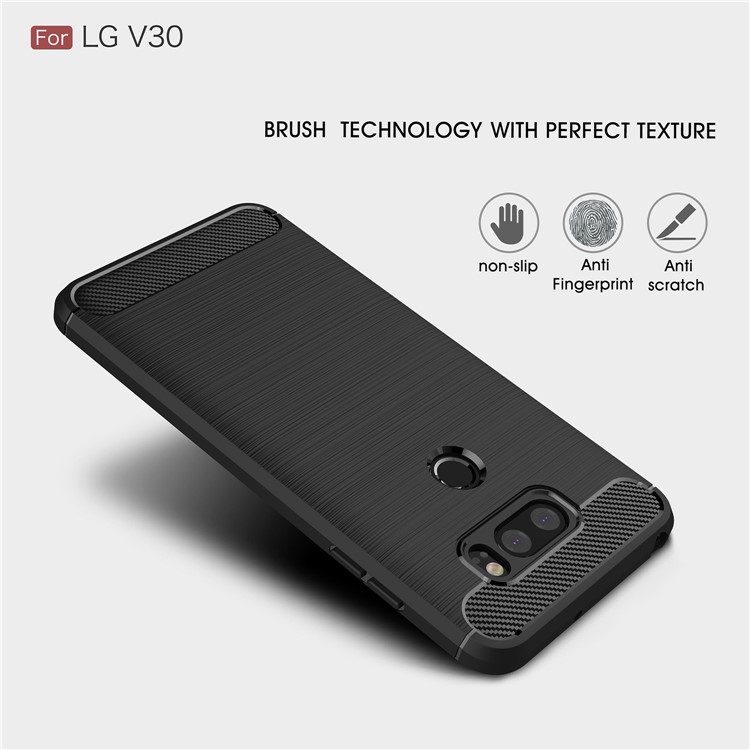 50Pcs/Set Carbon Fiber Texture Brushed TPU Protective Cover for LG V30 - Black-3