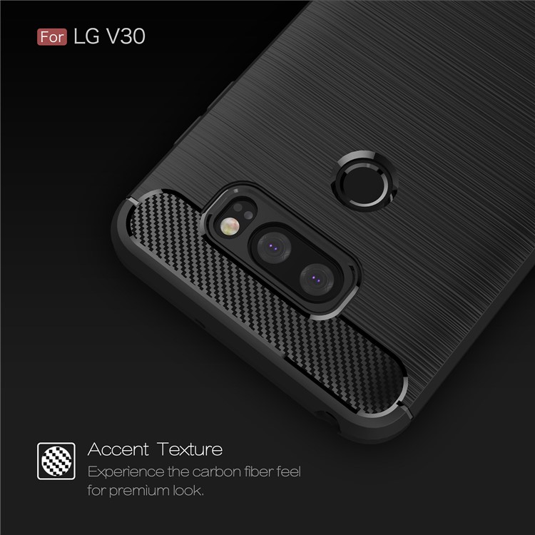 50Pcs/Set Carbon Fiber Texture Brushed TPU Protective Cover for LG V30 - Black-4