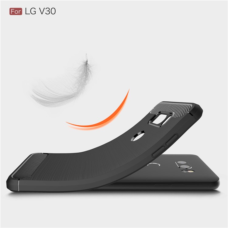 50Pcs/Set Carbon Fiber Texture Brushed TPU Protective Cover for LG V30 - Black-7